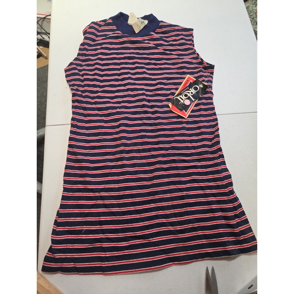Vintage Orbit Sportswear Striped T Shirt Mens Small Navy Red‎ White USA Made NOS